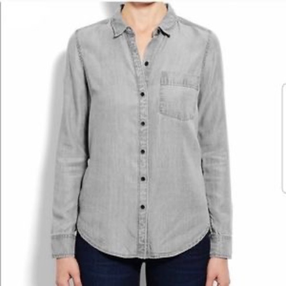 Lucky Brand Gray Boyfriend Tencel Button Down Shirt Size Medium